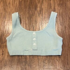 Green Textured Crop Top